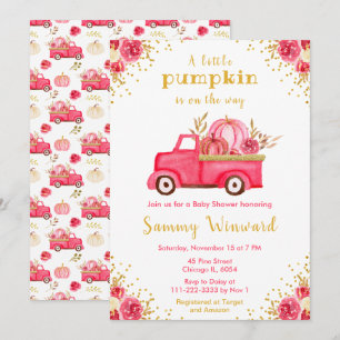 Pink Truck Fall Pumpkin Baby Dusche Einladung