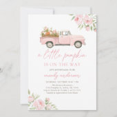 Pink Truck Kleine Pumpkin Girl Babydusche Einladung (Vorderseite)