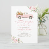 Pink Truck Kleine Pumpkin Girl Babydusche Einladung (Stehend Vorderseite)
