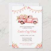 Pink Truck Ostereier Jagd Einladung (Vorderseite)