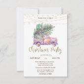 Pink Truck Pine Trees, Lights Wohn Weihnachtsgebäc Einladung (Vorderseite)