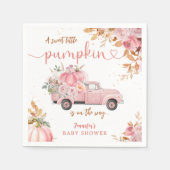 Pink Truck Pumpkin Baby Dusche Fall Party Papier Serviette (Vorderseite)