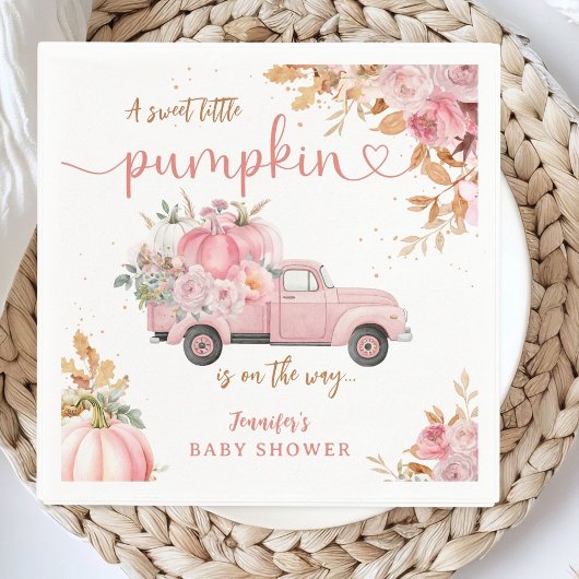 Pink Truck Pumpkin Baby Dusche Fall Party Papier Serviette