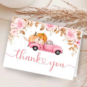 Pink Truck Pumpkin Baby Dusche geklappte Dankkarte Dankeskarte