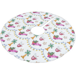 Pink Trunk Hot Cocoa Illustration Polyester Weihnachtsbaumdecke
