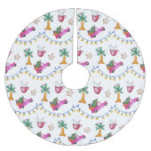 Pink Trunk Hot Cocoa Illustration Polyester Weihnachtsbaumdecke (Vorderseite)