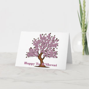 Pink Tu B'Shevat Blume Tree Feiertagskarte