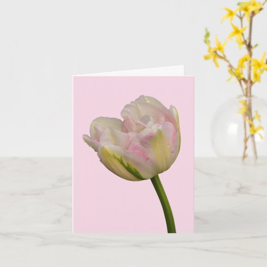 Pink Tulip Blank oder benutzerdefinierte Begrüßung Karte (Gelbe Blume)