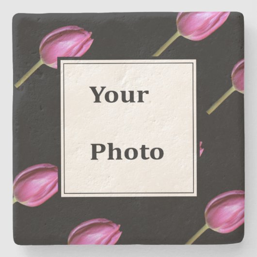Pink Tulip Blume Foto Floral Custom Gevor Geschenk Steinuntersetzer (Vorderseite)