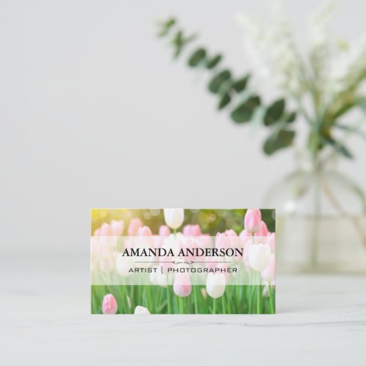 Pink Tulip Blume | Fotograf | Künstlerin Visitenkarte (Stehend Vorderseite)