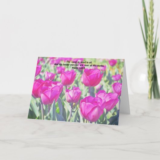 Pink Tulip Blume Glaube Bibel Verse Care Card Karte (Vorderseite)