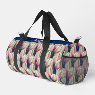 Pink Tulip Blume Muster Personalisiert Duffle Bag