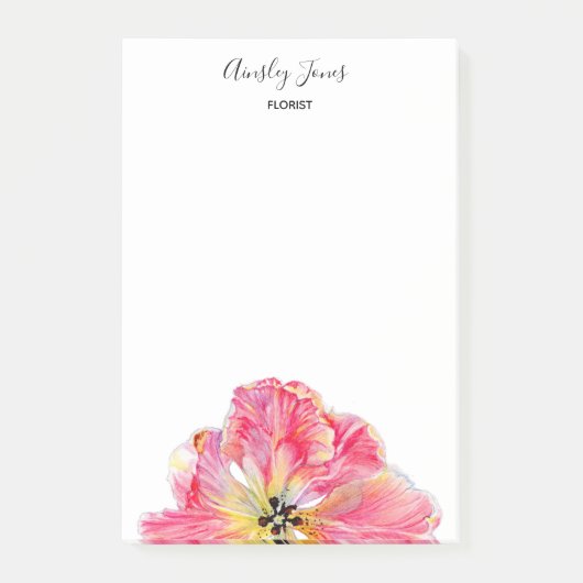 Pink Tulip-Blume Notepad Post-it Klebezettel (Vorderseite)