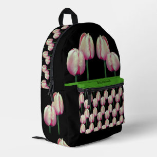 Pink Tulip Blume Personalisiert Bedruckter Rucksack