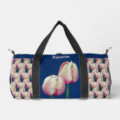 Pink Tulip Blume Personalisiert Duffle Bag (Vorderseite)