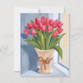 Pink Tulip Bouquet Aquarell Blumenkarte (Vorderseite)