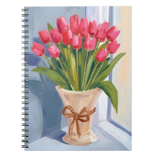 Pink Tulip Bouquet Watercolor Floral Notizblock (Vorderseite)