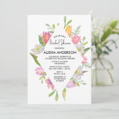 Pink Tulip Brautparty Einladung (Stehend Vorderseite)
