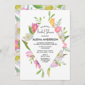 Pink Tulip Brautparty Einladung (Vorne/Hinten)