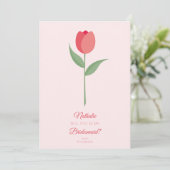 Pink Tulip Bridesmaid Foto Friends Vorschlag Card Einladung (Stehend Vorderseite)