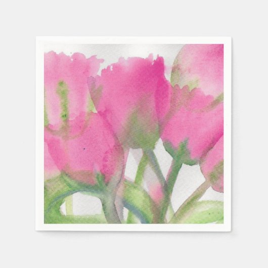 Pink Tulip Cocktail Napkin Serviette (Vorderseite)