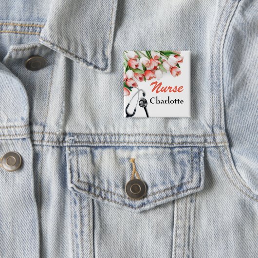 Pink Tulip Custom Nurse Button (Beispiel)
