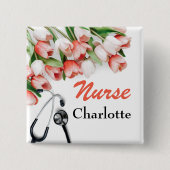 Pink Tulip Custom Nurse Button (Vorderseite)