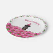 Pink Tulip Dackel Paper Teller (Schrägansicht)