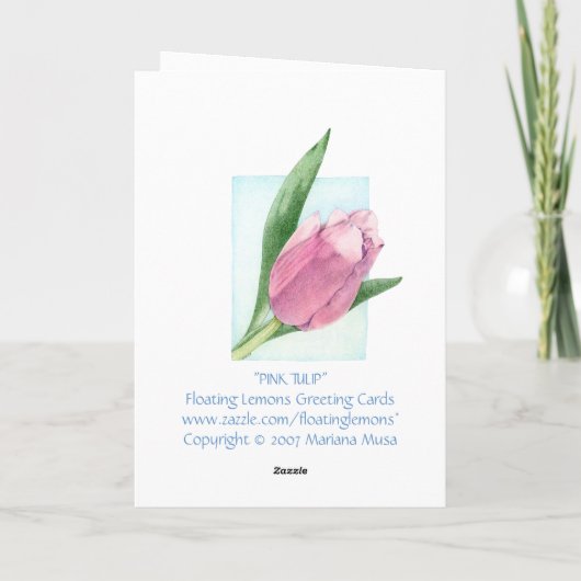 Pink Tulip Danke Karte (Rückseite)
