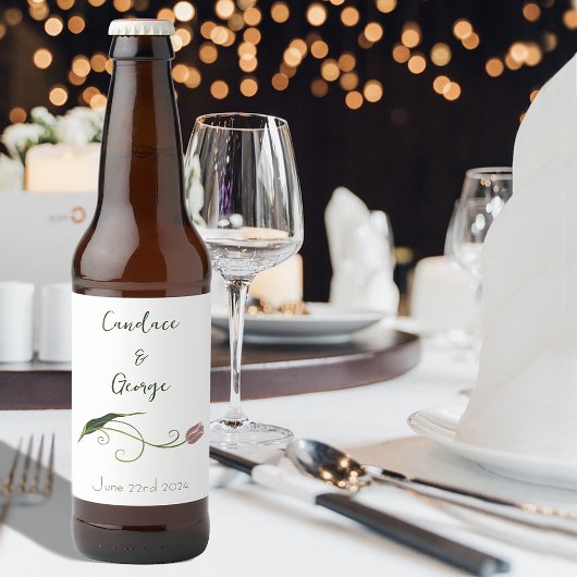 Pink Tulip Floral Bierflaschenetikett