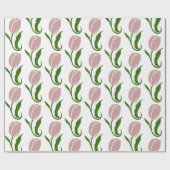 Pink Tulip Floral Geschenkpapier (Flach)