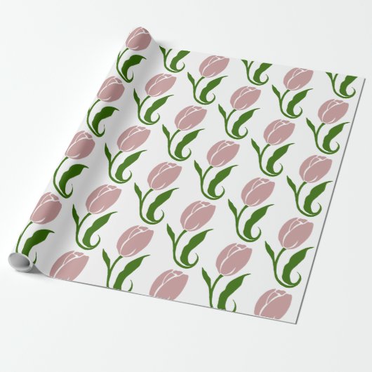 Pink Tulip Floral Geschenkpapier (Ungerollt)