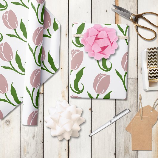 Pink Tulip Floral Geschenkpapier