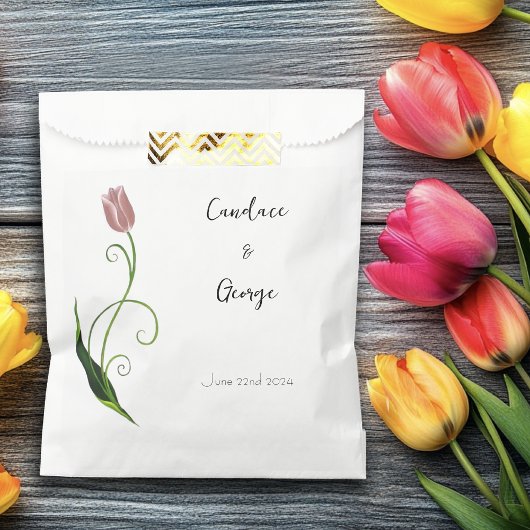 Pink Tulip Floral Geschenktütchen