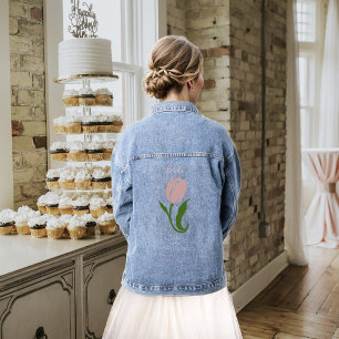 Pink Tulip Floral Jeansjacke
