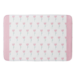 Pink Tulip Floral Minimalistisch Einfach Girl Nied Badematte
