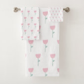 Pink Tulip Floral Minimalistisch Einfach Girl Nied Badhandtuch Set (Insitu)