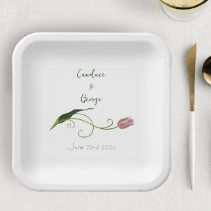 Pink Tulip Floral Pappteller