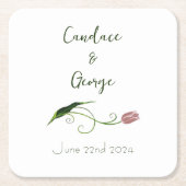 Pink Tulip Floral Rechteckiger Pappuntersetzer (Vorderseite)