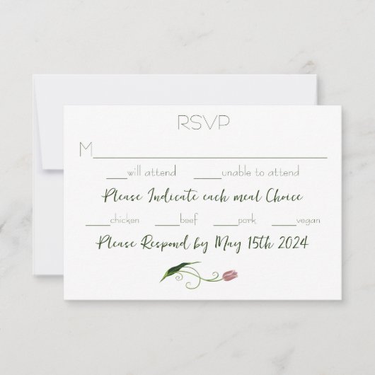 Pink Tulip Floral RSVP Karte (Vorderseite)