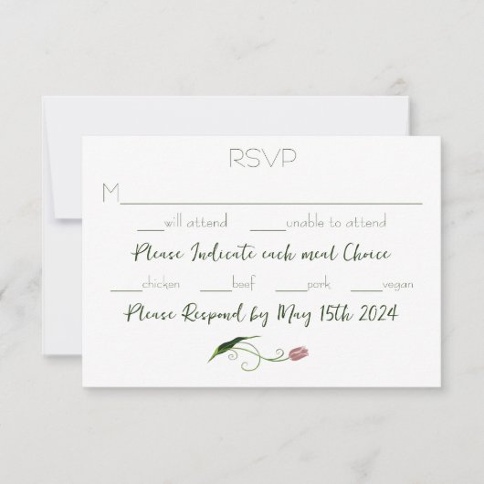 Pink Tulip Floral RSVP Karte (Vorderseite)