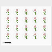 Pink Tulip Floral Runder Aufkleber (Blatt)