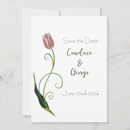 Pink Tulip Floral Save The Date (Vorderseite)
