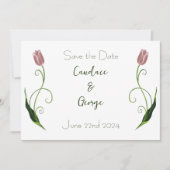 Pink Tulip Floral Save The Date (Vorderseite)