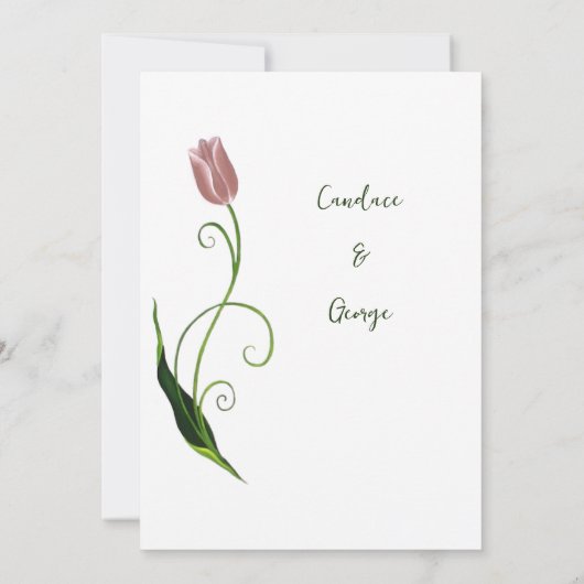 Pink Tulip Floral Save The Date (Rückseite)