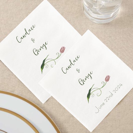 Pink Tulip Floral Serviette