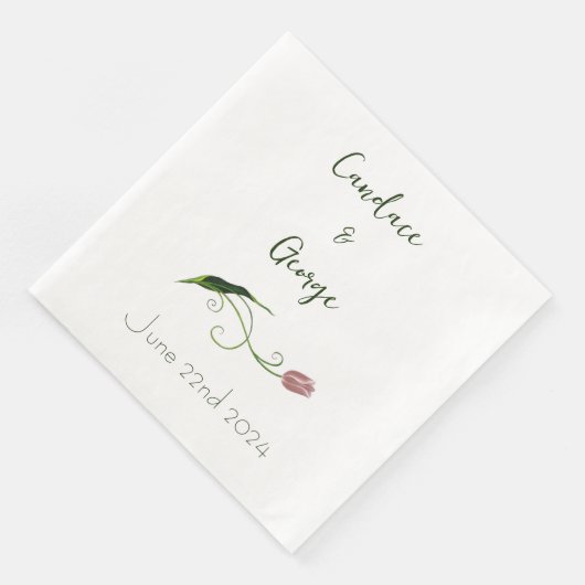 Pink Tulip Floral Serviette (Ecke)