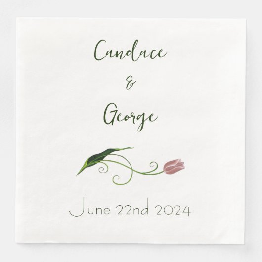 Pink Tulip Floral Serviette (Vorderseite)