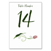 Pink Tulip Floral Tischnummer (Rückseite)