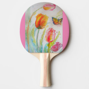 Pink Tulip Floral Wasserfarbe Ping Pong Paddel Tischtennis Schläger